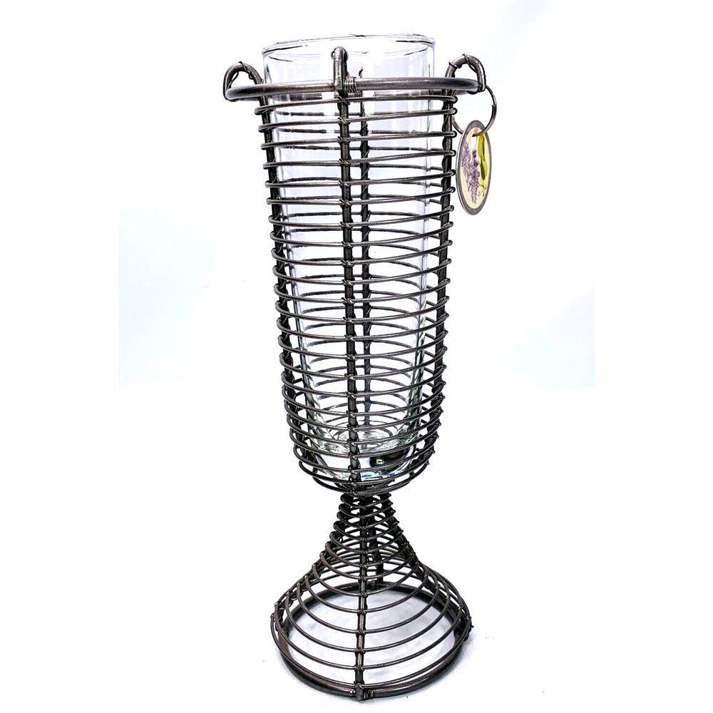 Hallmark‎ Marjolein Bastin Wire & Glass Vase At Home Collection 9" - Picture 5 of 6
